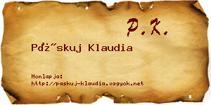 Páskuj Klaudia névjegykártya